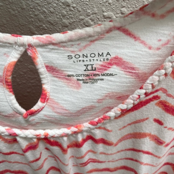 ❤️🔥3/$15❤️🔥Sonoma Life & Style Women’s Top - Size XL - White/Coral/Pink - EUC - Picture 3 of 5